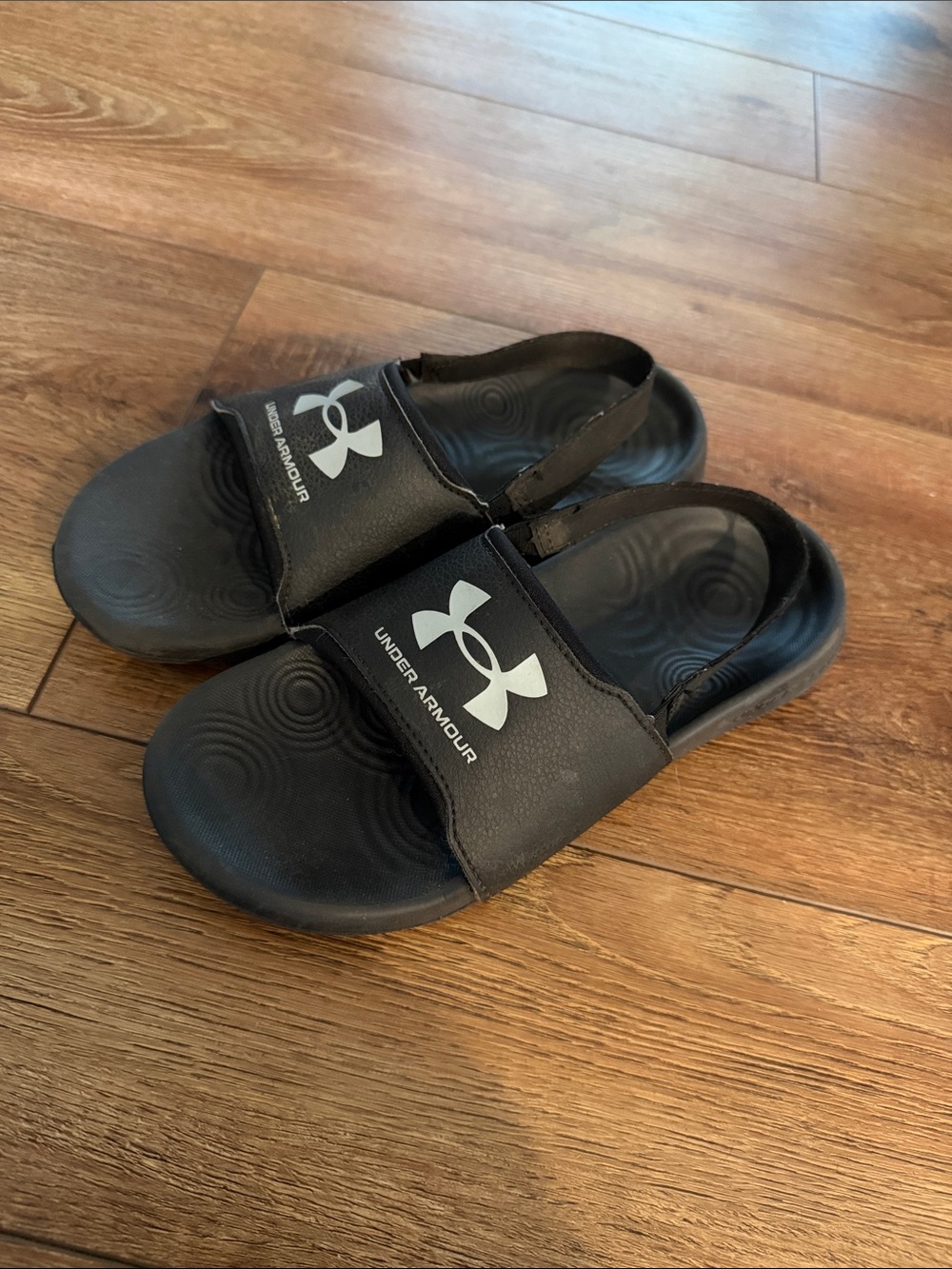 Under Armour Kids Black Slide Sandals with Logo Back Strap
